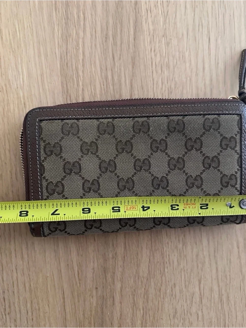 Gucci Brown GG Supreme Zip-Around Wallet